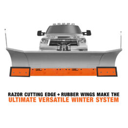 Pegasus contractor expandable snow plow cutting edge blade system on Western Wide-Out plow