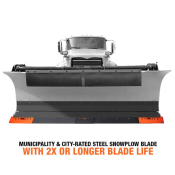 Common Sense highway steel snow plow cutting edge blade system on truck