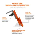 Razor with Winter Carbide highway/contractor snow plow cutting edge blade system profile view