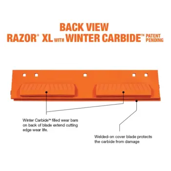 Razor XL with Winter Carbide highway/contractor snow plow cutting edge back view