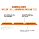 Razor XL with Winter Carbide highway/contractor snow plow cutting edge bottom view