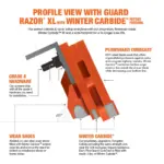 Razor XL with Winter Carbide highway/contractor snow plow cutting edge blade system with CurbCast plow guard profile view