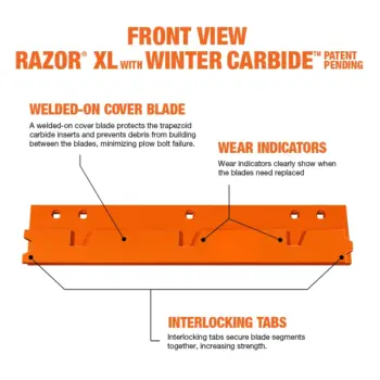 Razor XL with Winter Carbide highway/contractor snow plow cutting edge front view
